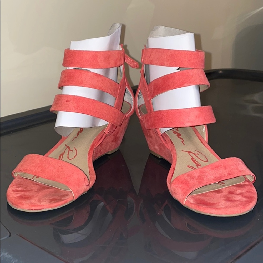 Coral suede heels